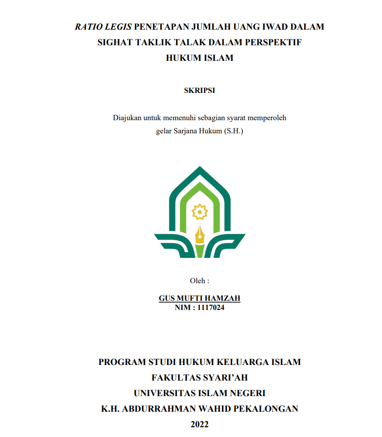 Image of Ratio Legis Penetapan Jumlah Uang Iwad Dalam Sighat Taklik Talak Dalam Perspektif Hukum Islam