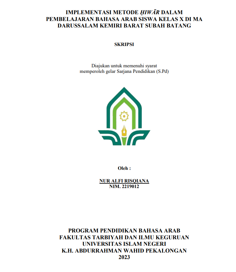 Image of Implementasi Metode Hiwar dalam Pembelajaran Bahasa Arab Siswa Kelas X di MA Darussalam Kemiri Barat Subah Batang