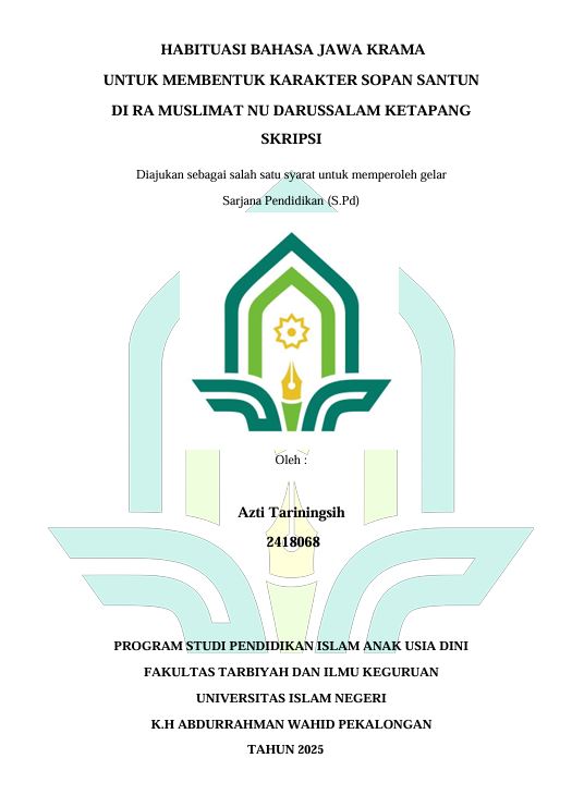 Image of Habituasi Bahasa Jawa Krama Untuk Membentuk Karakter Sopan Santun di RA Muslimat NU Darussalam Ketapang