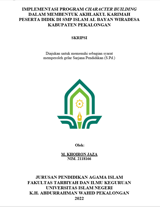 Image of Implementasi Program Character Building Dalam Membentuk Akhlakul Karimah Peserta Didik di SMP Islam Al Bayan Wiradesa Kabupaten Pekalongan