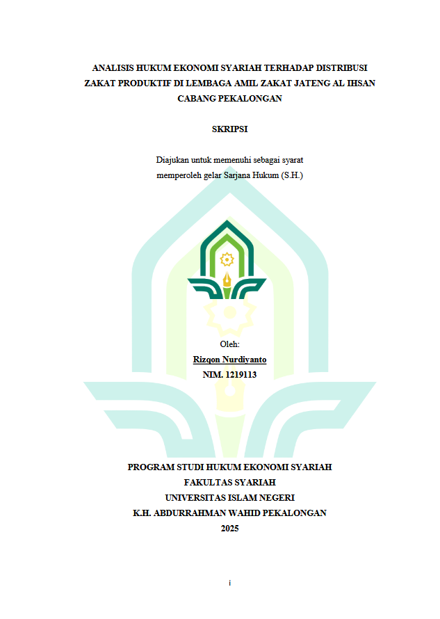 Image of Analisis Hukum Ekonomi Syariah Terhadap Distribusi Zakat Produktif Di Lembaga Amil Zakat Jateng Al Ihsan Cabang Pekalongan
