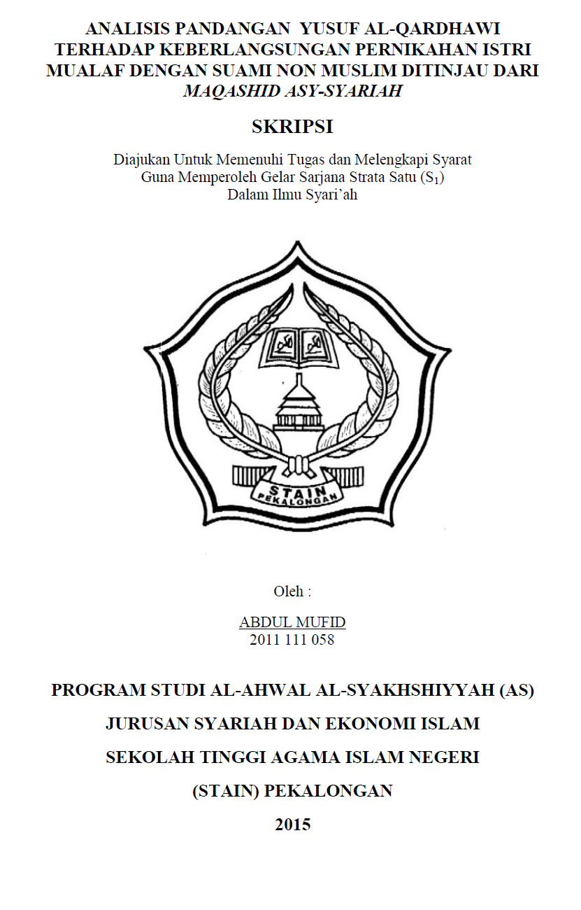 Image of Analisis Pandangan Muhammad Yusuf Al-Qardhawi Terhadap Keberlangsungan Pernikahan Istri Mualaf Dengan Suami Non Muslim Ditinjau Dari Maqashid Asy-Syariah