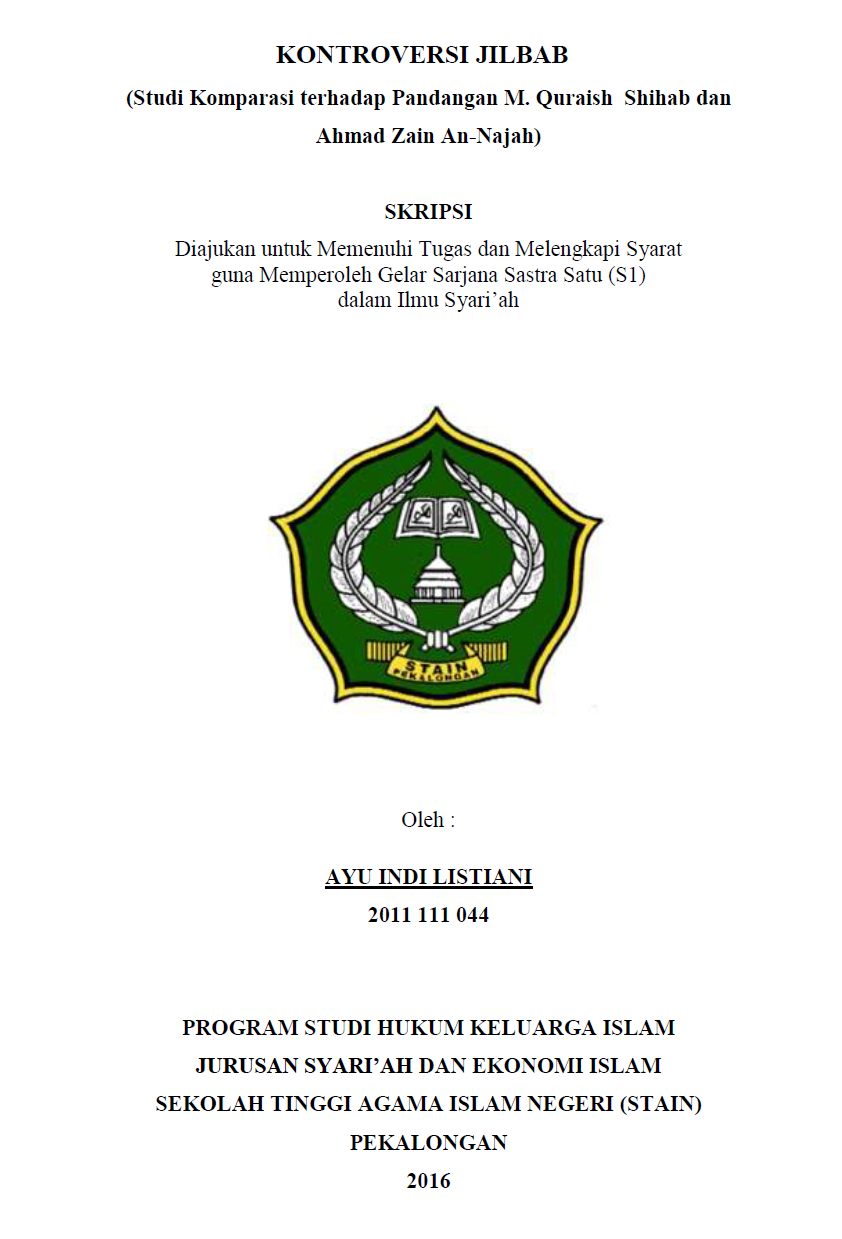 Image of Kontroversi Jilbab (Studi Komparasi Terhadap Pandangan M.Quraish Shihab dan Ahmad Zain An-Najah)