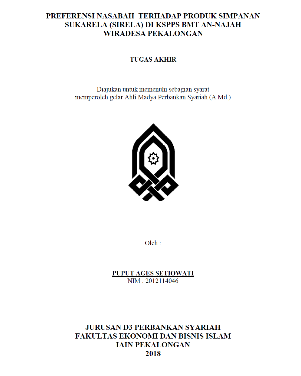 Image of Preferensi Nasabah Terhadap Produk Simpanan Sukarela (SIRELA) Di KSPPS BMT An-Najah Wiradesa Pekalongan