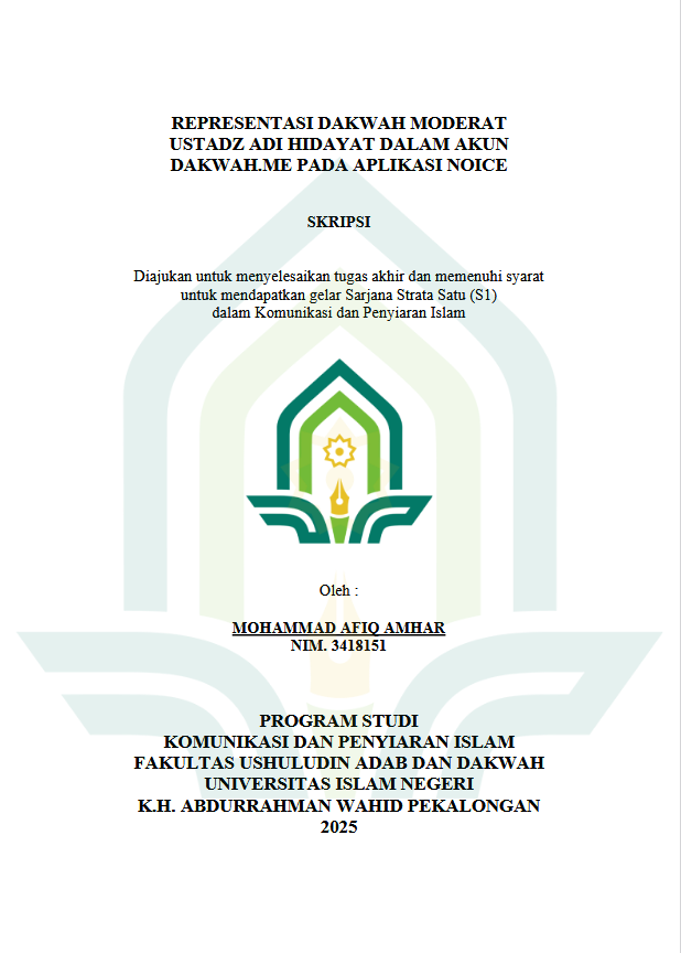 Image of Representasi Dakwah Moderat Ustadz Adi Hidayat Dalam Akun Dakwah.Me Pada Aplikasi Noice