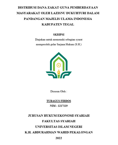 Image of Distribusi Dana Zakat Guna Pemberdayaan Masyarakat oleh Lazisnu Dukuhturi dalam Pandangan Majelis Ulama Indonesia Kabupaten Tegal