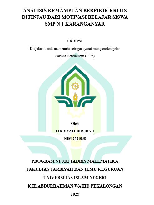 Image of Analisis Kemampuan Berpikir Kritis Ditinjau Dari Motivasi Belajar Siswa SMP N 1 Karanganyar