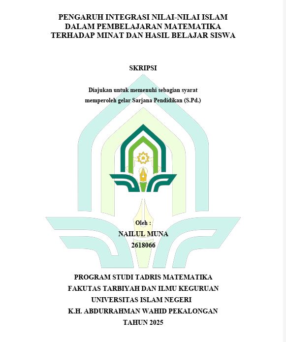 Image of Pengaruh Integrasi Nilai-Nilai Islam Dalam Pembelajaran Matematika Terhadap Minat Dan Hasil Belajar Siswa