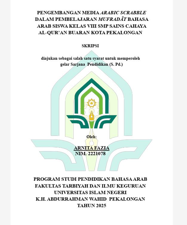 Image of Pengembangan Media Arabic Scrabble Dalam Pembelajaran Mufradat Bahasa Arab Siswa Kelas VIII SMP Sains Cahaya Al-Qur'an Buaran Kota Pekalongan