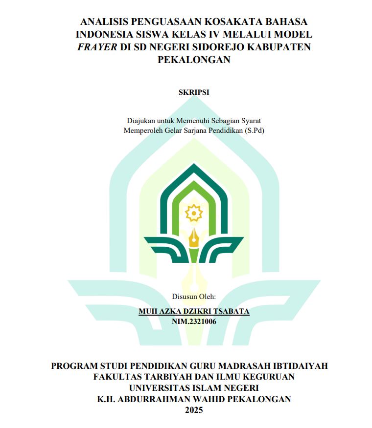 Image of Analisis Penguasaan Kosakata Bahasa Indonesia Siswa Kelas IV Melalui Model Frayer Di SD Negeri Sidorejo Kabupaten Pekalongan