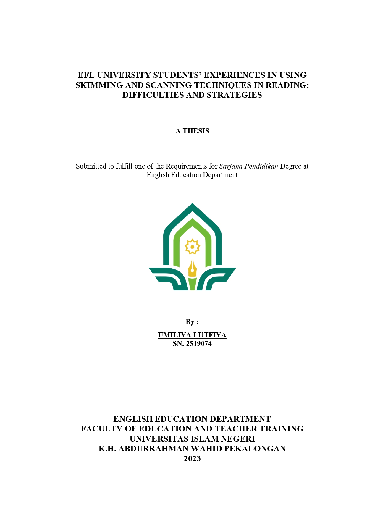 Image of EFL University Students’ Experiences In Using Skimming And Scanning Techniques In Reading: Difficulties And Strategies