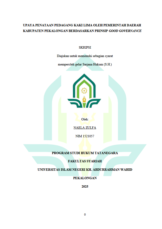Image of Upaya Penataan Pedagang Kaki Lima Oleh Pemerintah Daerah Kabupaten Pekalongan Berdasarkan Prinsip Good Governance