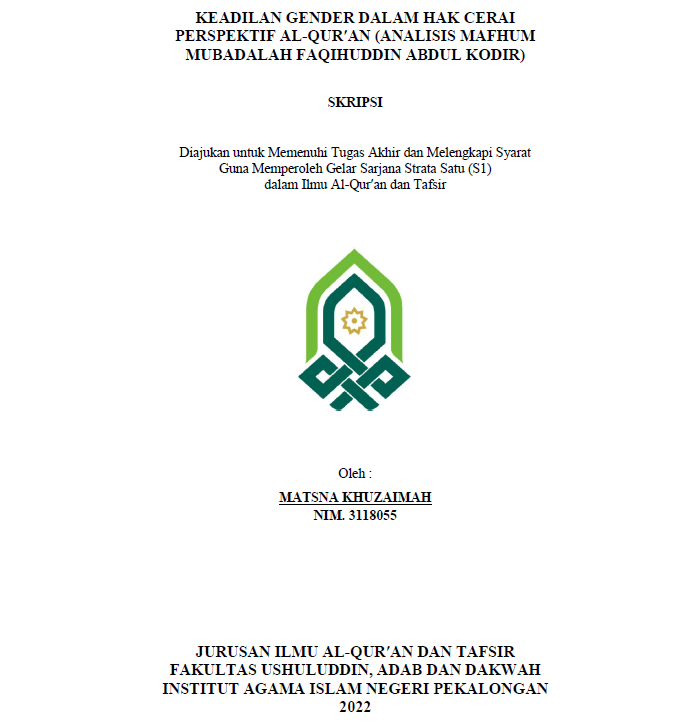 Image of Keadilan Gender dalam Hak Cerai Perspektif Al-Qur'an (Analisis Mafhum Mubadalah Faqihuddin Abdul Kodir)