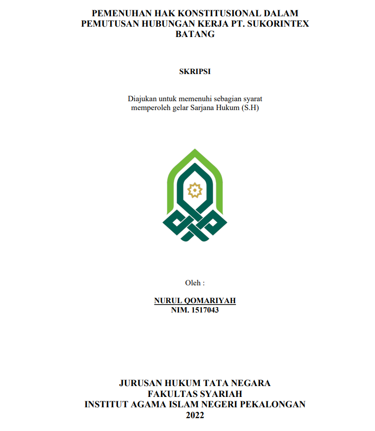 Image of Pemenuhan Hak Konstitusional dalam Pemutusan Hubungan Kerja PT Sukorintex Batang