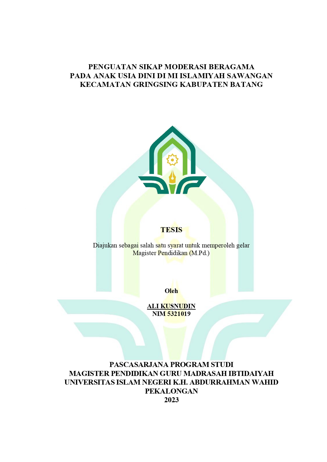 Image of Penguatan Sikap Moderasi Beragama pada Anak Usia Dini di MI Islamiyah Sawangan Kecamatan Gringsing Kabupaten Batang