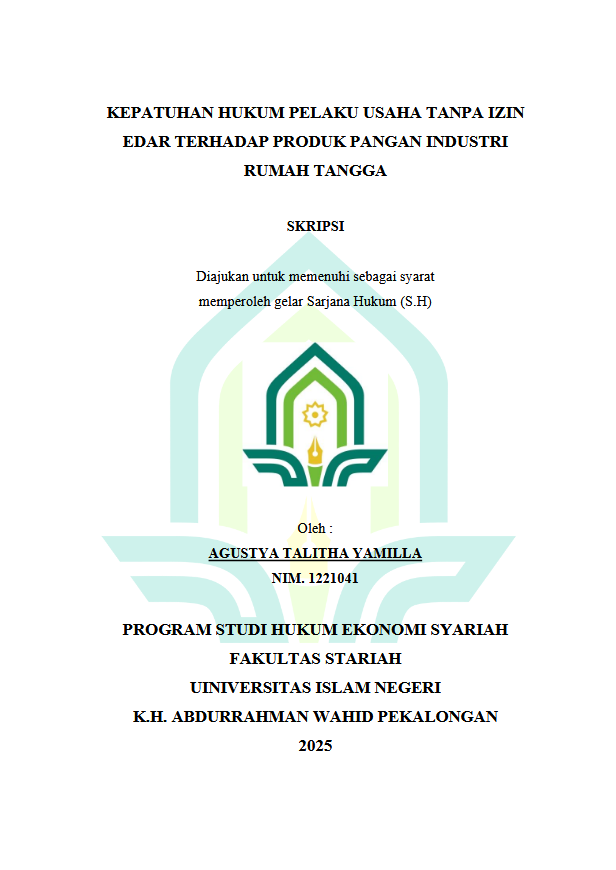Image of Kepatuhan Hukum Pelaku Usaha Tanpa Izin Edar Terhadap Produk Pangan Industri Rumah Tangga