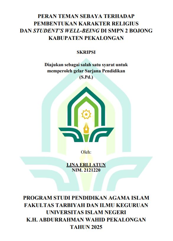Image of Peran Teman Sebaya Terhadap Pembentukan Karakter Religius Dan Student's Well-Being Di SMPN 2 Bojong Kabupaten Pekalongan