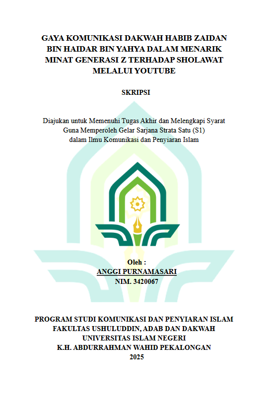 Image of Gaya Komunikasi Dakwah Habib Zaidan Bin Haidar Bin Yahya Dalam Menarik Minat Generasi Z Terhadap Sholawat Melalui Youtube