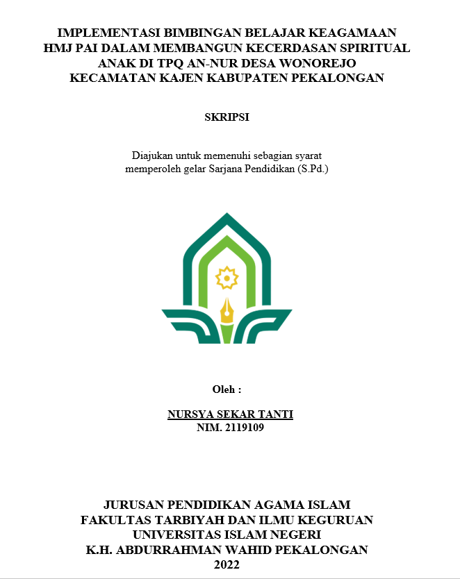 Image of Implementasi Bimbingan Belajar Keagamaan HMJ PAI Dalam Membangun Kecerdasan Spiritual Anak di TPQ An-Nur Desa Wonorejo Kecamatan Kajen Kabupaten Pekalongan