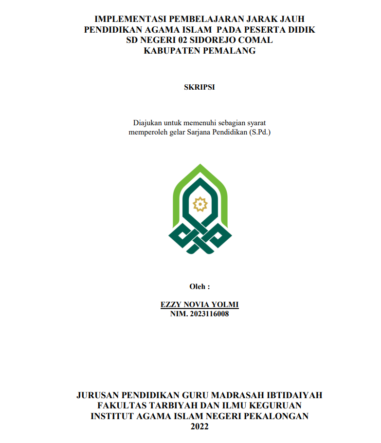 Image of Implementasi Pembelajaran Jarak Jauh Pendidikan Agama Islam pada Peserta 02 Sidorejo Comal Kabupaten Pemalang