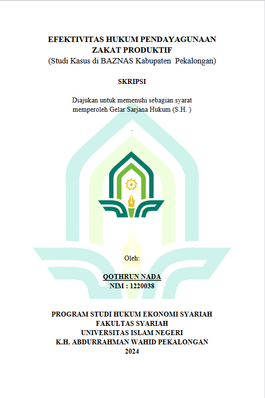 Image of Efektivitas Hukum Pendayagunaan Zakat Produktif (Studi Kasus Di BAZNAS Kabupaten Pekalongan)