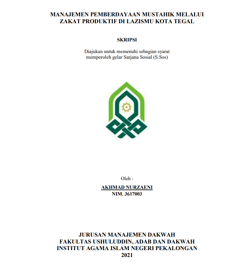 Image of Manajemen Pemberdayaan Mustahik Melalui Zakat Produktif di Lazisnmu Kota Tegal