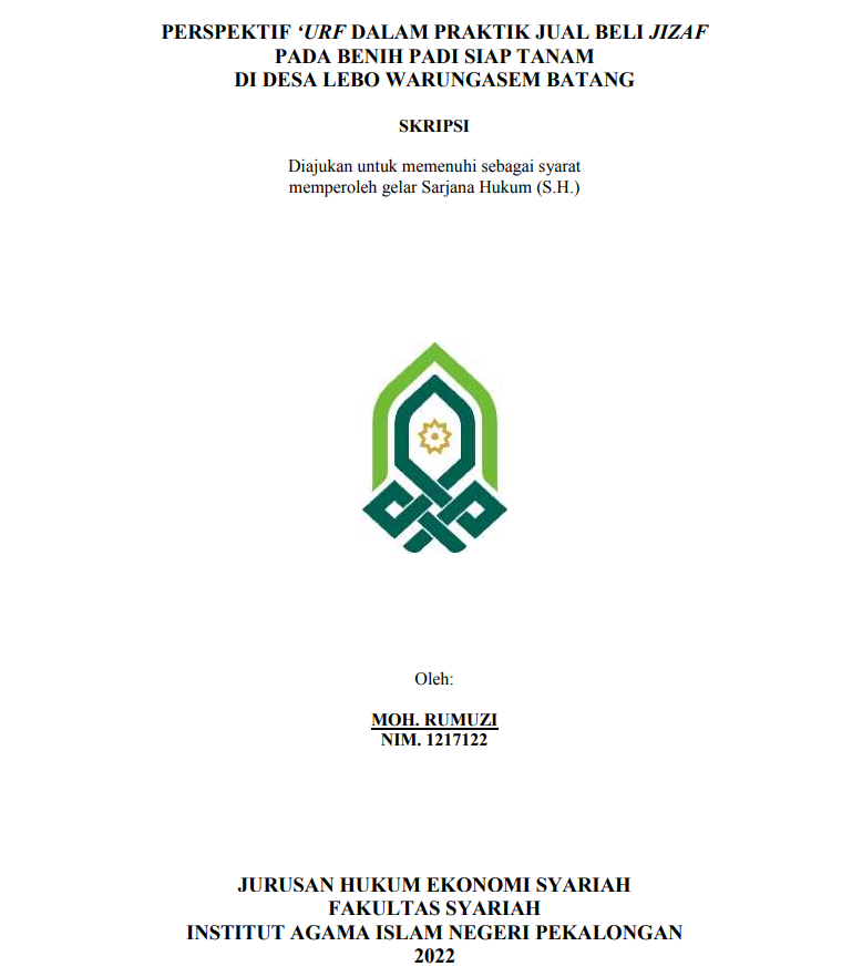 Image of Perspektif 'Urf dalam Praktik Jual Beli Jizaf pada Benih Padi Siap Tanam di Desa Lrbo Warungasem Batang