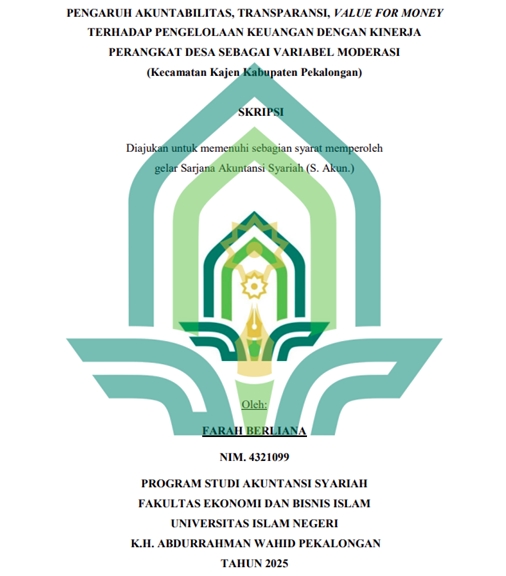 Image of Pengaruh Akuntabilitas, Transparansi, Value For Money Terhadap Pengelolaan Keuangan Dengan Kinerja Perangkat Desa Sebagai Variabel Moderasi (Kecamatan Kajen Kabupaten Pekalongan)