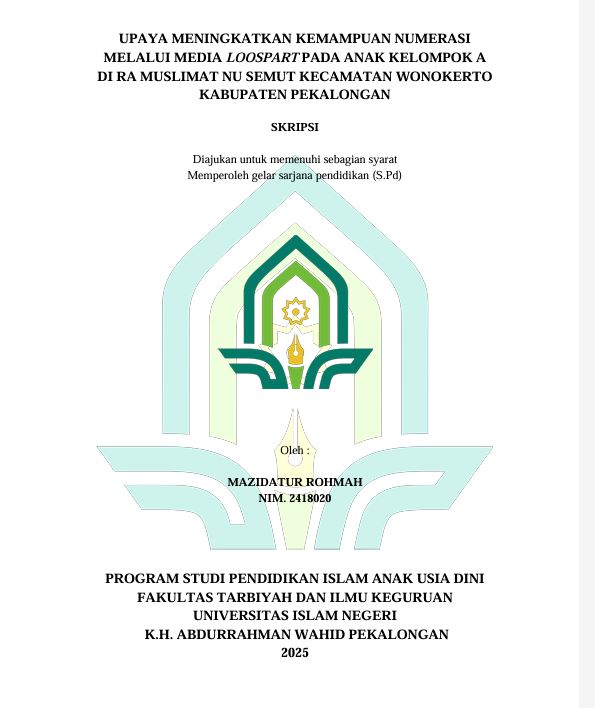 Image of Upaya Meningkatkan Kemampuan Numerasi Melalui Media Loose Parts Pada Anak Kelompok A di RA Muslimat NU Semut Kecamatan Wonokerto Kabupaten Pekalongan