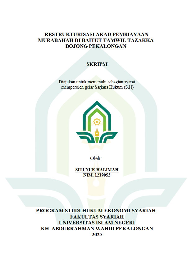 Image of Restrukturisasi Akad Pembiayaan Murabahah Di Baitut Tamwil Tazakka Bojong Pekalongan