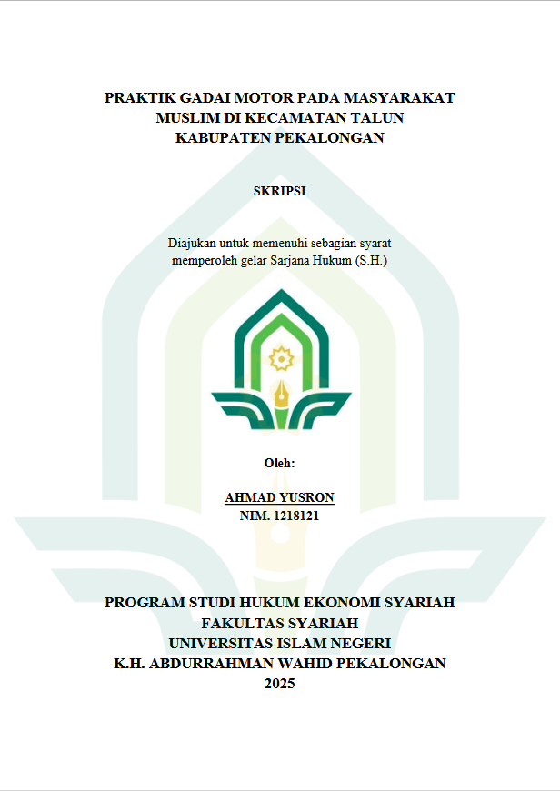 Image of ﻿Praktik Gadai Motor Pada Masyarakat Muslim Di Kecamatan Talun Kabupaten Pekalongan