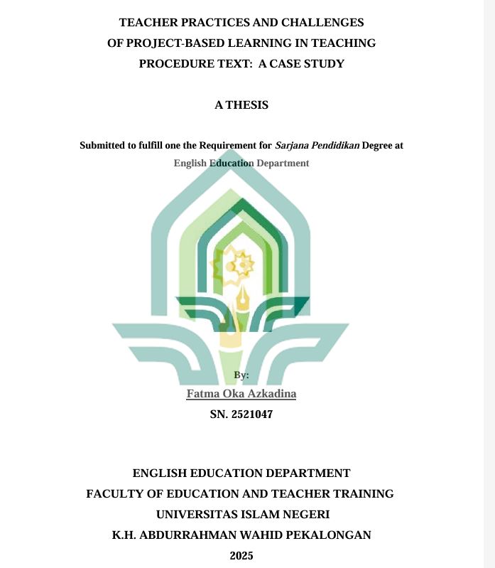 Image of Theacher Practices And Challenges of Project-Based Learning In Teaching Procedure Text: A Case Study