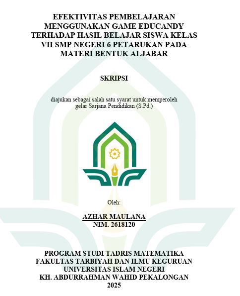Image of Efektivitas Pembelajaran Menggunakan Game Educandy Terhadap Hasil Belajar Siswa Kelas VII SMP Negeri 6 Petarukan Pada Materi Bentuk Aljabar