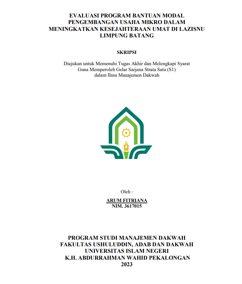 Image of Evaluasi Program Bantuan Modal Pengembangan Usaha Mikro dalam Meningkatkan Kesejahteraan Umat di LAZISNU Limpung Batang