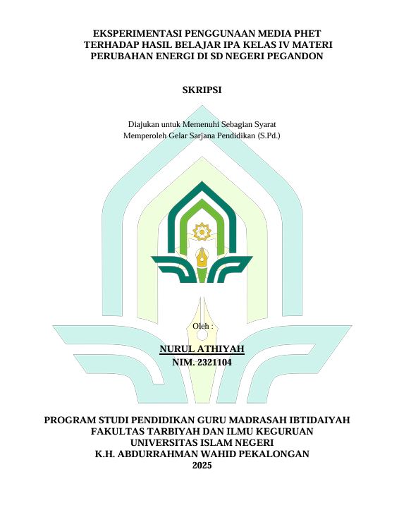 Image of Eksperimentasi Penggunaan Media PHET Terhadap Hasil Belajar IPA Kelas IV Materi Perubahan Energi Di SD Negeri Pegandong