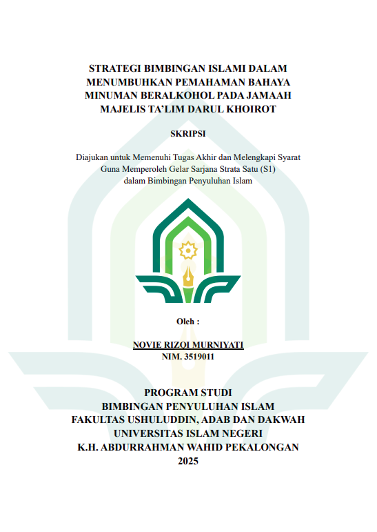 Image of Strategi Bimbingan Islami Dalam Menumbuhkan Pemahaman Bahaya Minuman Beralkohol Pada Jamaah Majelis Ta'lim Darul Khoirot