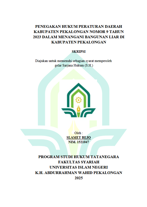 Image of Penegakan Hukum Peraturan Daerah Kabupaten Pekalongan Nomor 9 Tahun 2023 Dalam Menangani Bangunan Liar Di Kabupaten Pekalongan