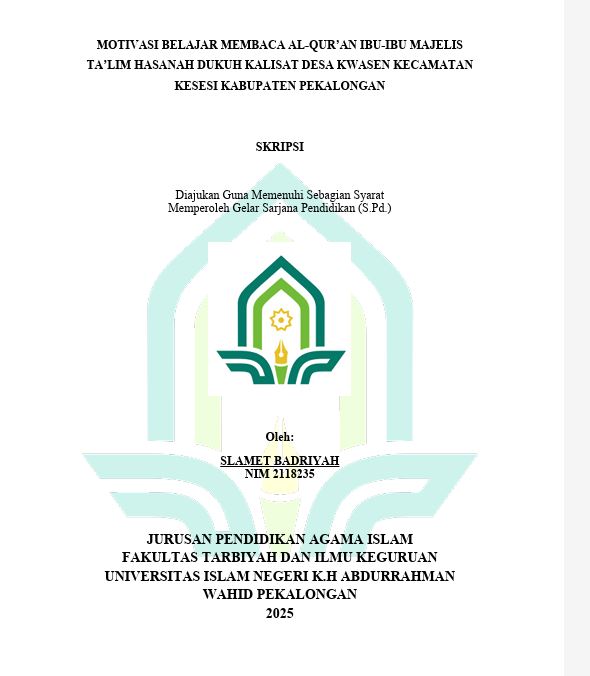 Image of Motivasi Belajar Membaca Al-Qur'an Ibu-Ibu Majelis Ta'lim Hasanah Dukuh Kalisat Desa Kwasen Kecamatan Kesesi Kabupaten Pekalongan
