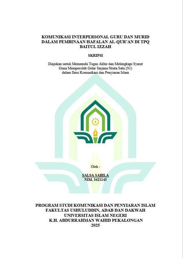 Image of Komunikasi Interpersonal Guru Dan Murid Dalam Pembinaan Hafalan Al-Qur'an Di TPQ Baitul Izzah