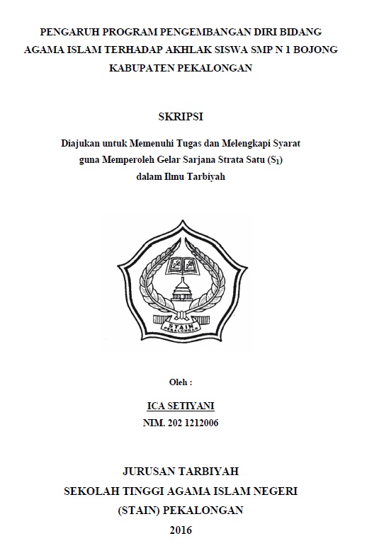 Image of Pengaruh Program Pengembangan Diri Bidang Agama Islam Terhadap Akhlak Siswa SMP N 1 Bojong Kabupaten Pekalongan