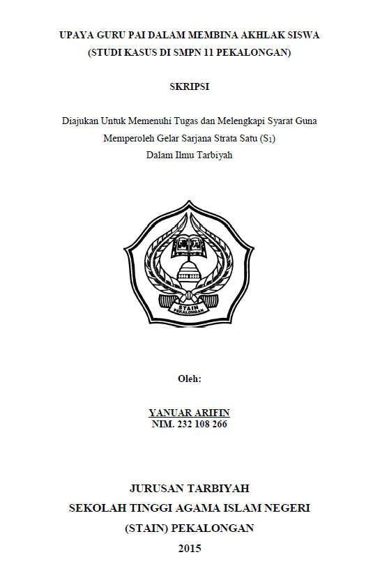 Image of Upaya Guru PAI dalam Membina Akhlak Siswa (Studi Kasus di SMPN 11 Pekalongan)